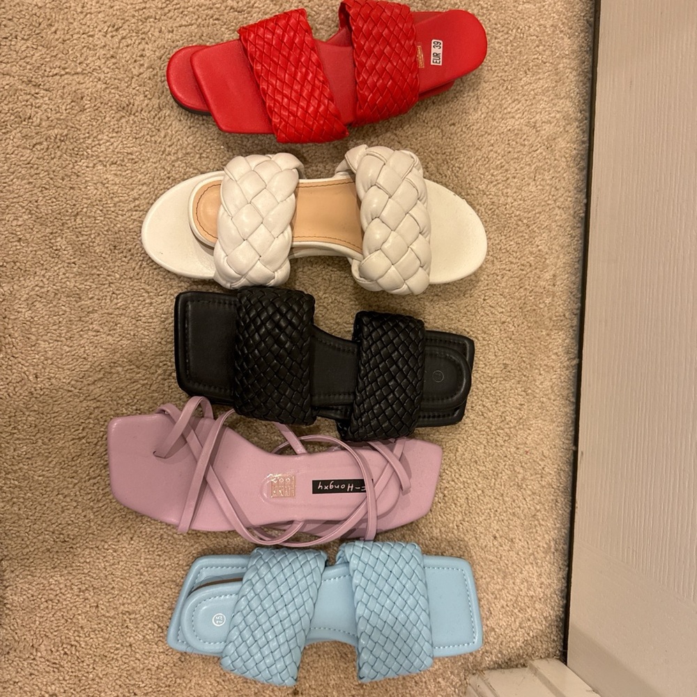 Stylish Braided Slide Sandals - Multi-Color Set